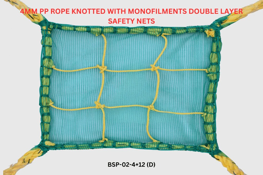 4mm PP Rope Knotted with Monofilments Double Layer Safety Nets